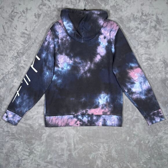 Hollister Must-Have Tie Dye Hoodie Black Purple Blue Size L - Picture 3 of 6